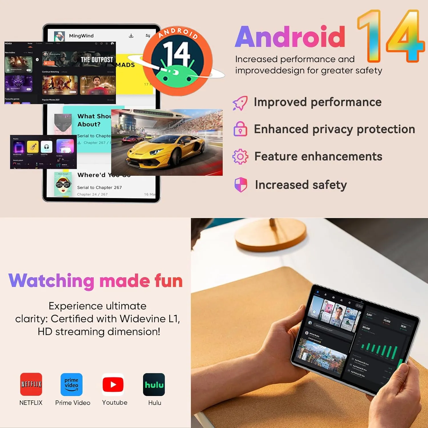 10 inch Android 14 Tablet, 6GB 64GB 1TB Expand, 2 in 1 Tablets with Keyboard, Case, Mouse, Stylus, 1280x800 IPS Touch Screen, 2.0GHz Quad-Core, WiFi 6, Bluetooth5.0, Dual Camera (Silver)