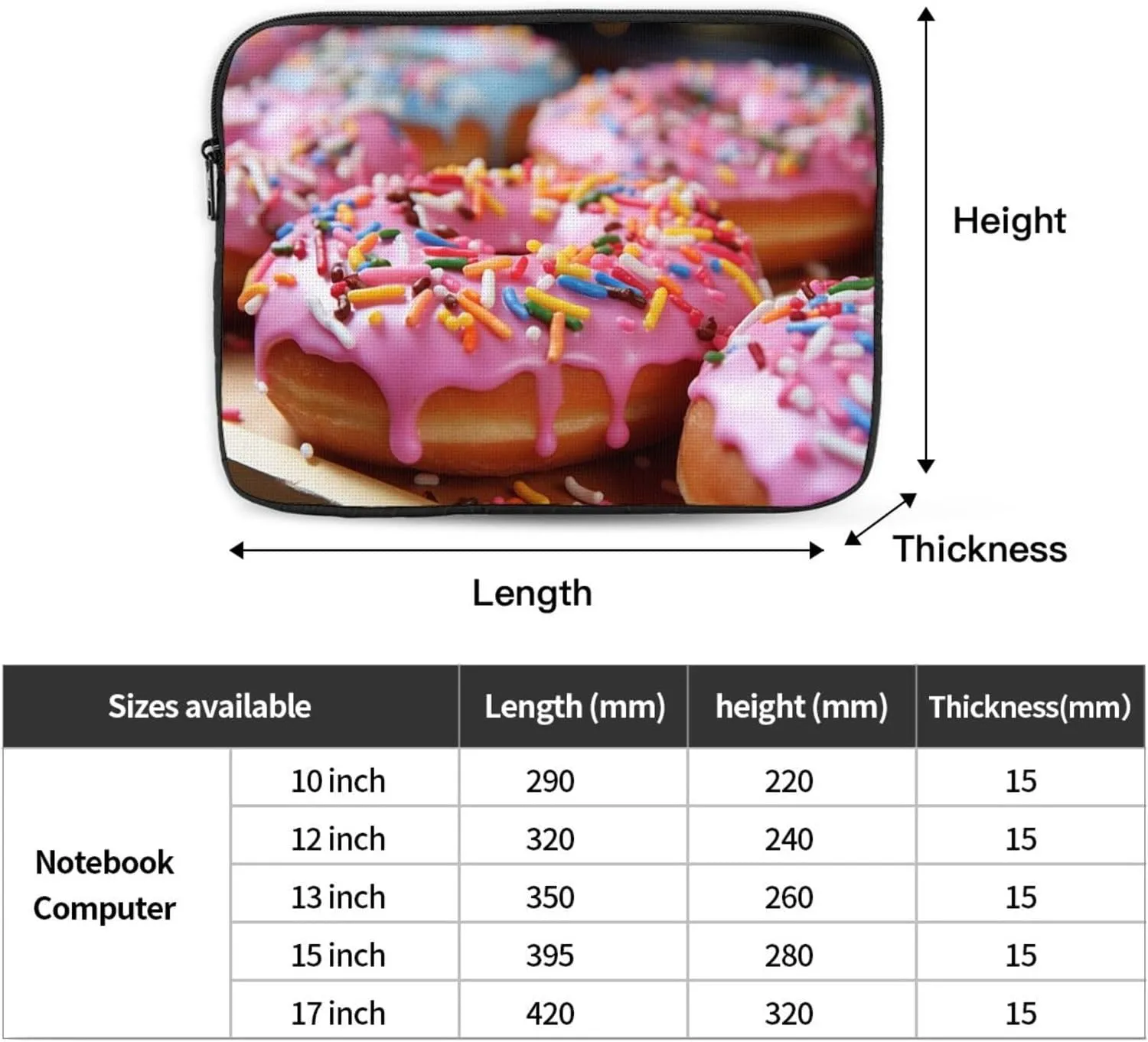 10 Inch Laptop Sleeve Bag Waterproof Shockproof Laptop Case Bag Pretty Donuts Computer Skin Bags Lightweight Tablet Carrying Case