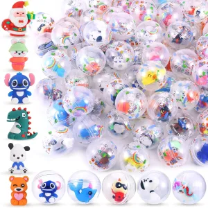 100 Pack Gumball Vending Machine Capsules with Cute Cartoon Mini Toy Small Filled Toys Capsules for Kindergarten Gift Christmas Easter Basket Stuffers Cute Egg（45mm）