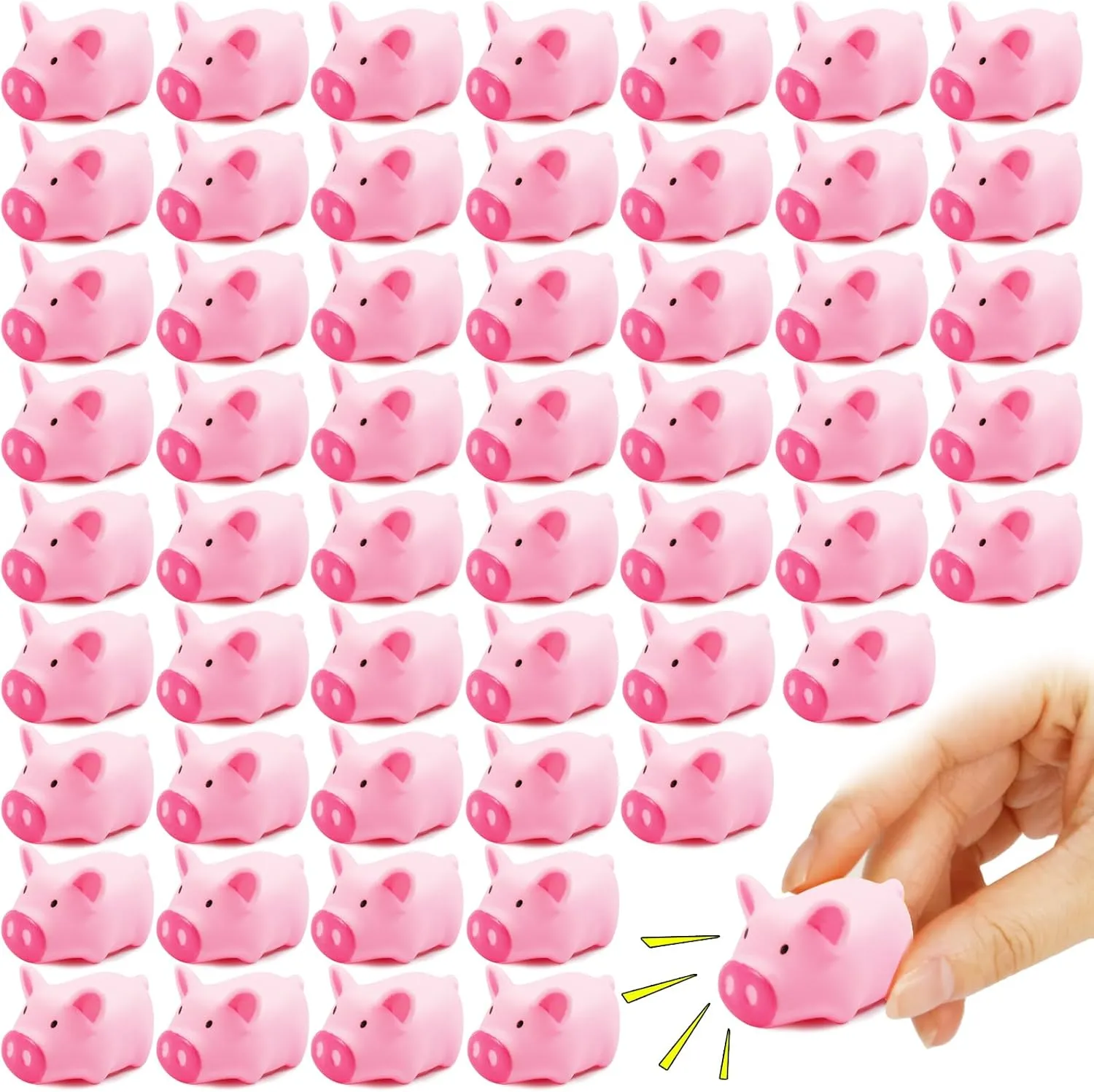 100 Pcs Mini Rubber Toys Pig Bath Toys Bulk,Pink Piggy Bathtub Toys,Mini Rubber Pigs Bulk,Squeaky Pig Toys for Baby Shower Birthday Christmas Party Supplies,1.97 x 1.18 x 0.98 inch