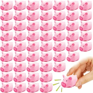 100 Pcs Mini Rubber Toys Pig Bath Toys Bulk,Pink Piggy Bathtub Toys,Mini Rubber Pigs Bulk,Squeaky Pig Toys for Baby Shower Birthday Christmas Party Supplies,1.97 x 1.18 x 0.98 inch