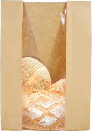 100 Sourdough Bread Bags For Homemade Loaf Kraft Brown Paper Bread Bags with Window and Square Bottom Large Bakery Bag - Reusable and Disposable Square Bottom for Easy Storage of Sandwiches and Bagels