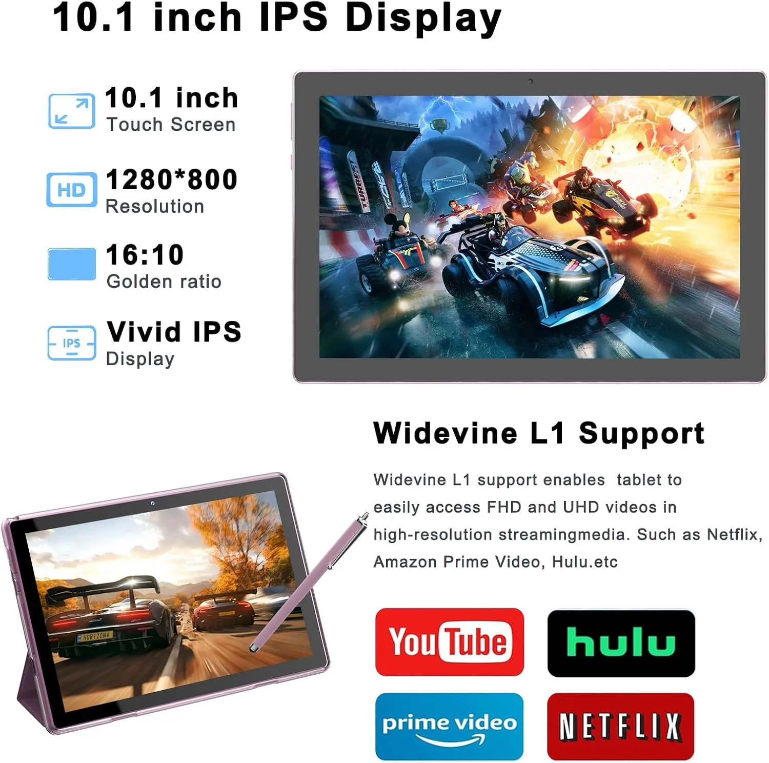 10" Android 15 Tablet, 10(4 6Expand) GB RAM 64GB ROM, 2 8MP Dual Camera, 6000mAh Battery (Tablet case Stylus), Pink