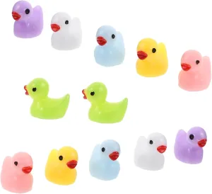 120pcs Resin Animal Figurines for Garden Decoration Cute Candy Color Ducks for Micro Landscapes Dollhouses and Birthday Succulent and Potted Plant Decor