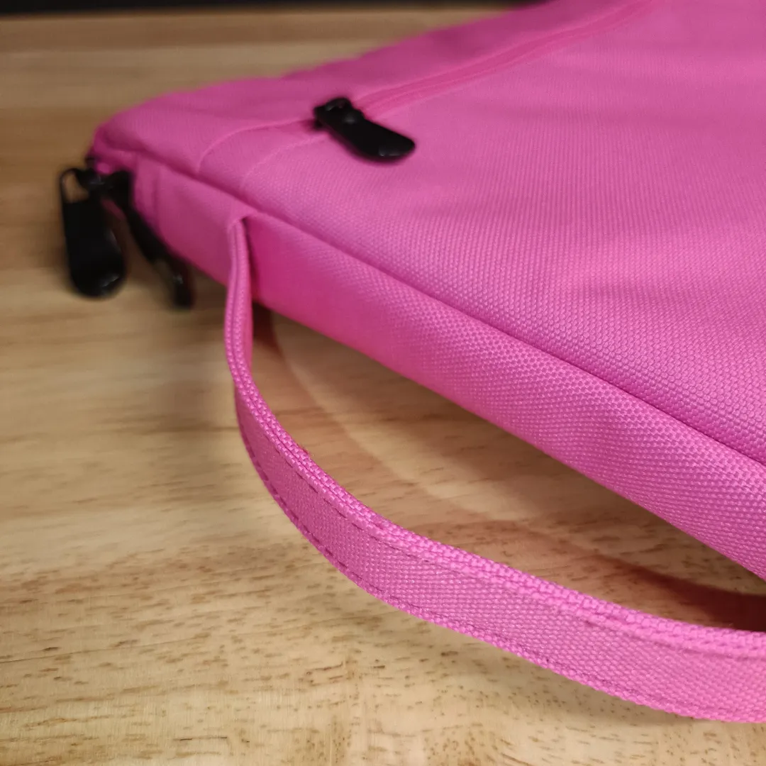 15-16 inch High Quality Student Laptop Sleeve with Retractable Handle - Fluorescent Pink
