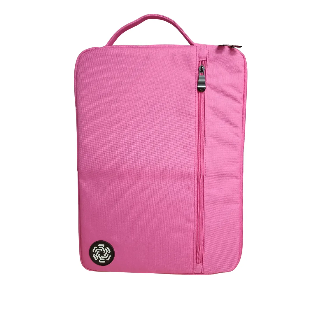 15-16 inch High Quality Student Laptop Sleeve with Retractable Handle - Fluorescent Pink