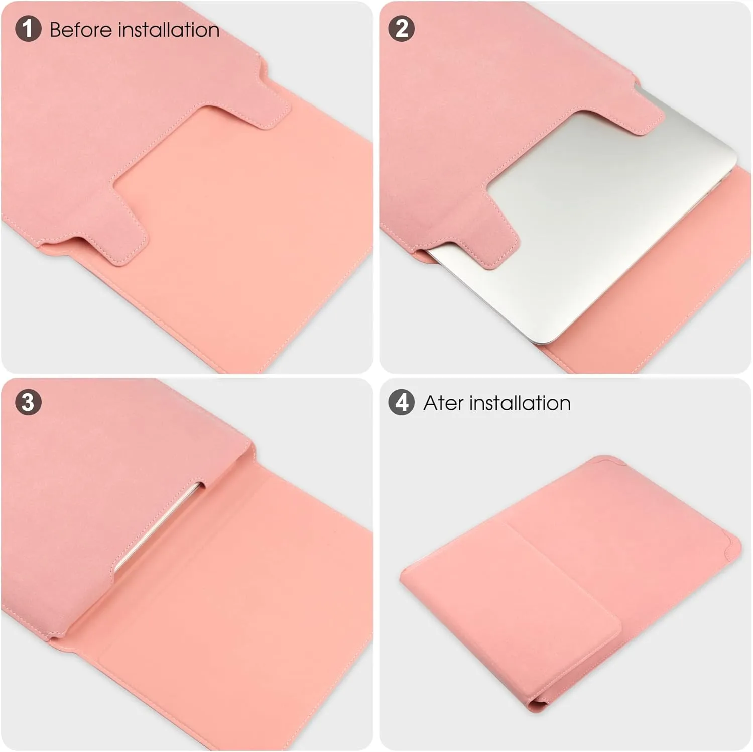 15 16 Inch Laptop Sleeve Case Leather Bag for MacBook Pro 16 2021 & 2019/ASUS Vivobook 15/Huawei MateBook D15/HP 15.6" PC/MacBook Pro 15/Surface Laptop 3/Dell Inspiron 15/IdeaPad, Pink