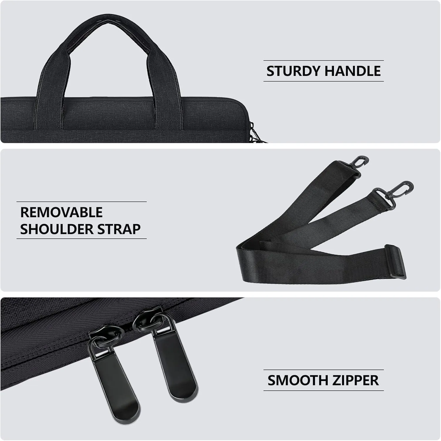 15.6 Inch Laptop Sleeve Bag for 15.6 Inch Chromebook Laptop Computer Notebook, Protective Polyester Laptop Shoulder Case Cover Carrying Bag With Handle, Black