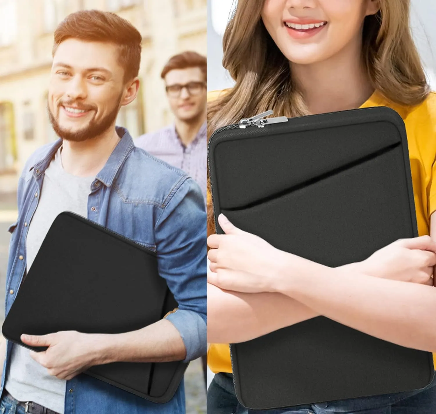 15.6 inch Laptop Sleeve, Durable Briefcase Cover Shockproof Protective Sleeve, Handbags Portable Laptop Bag for 15.6 inch HP Dell Asus Lenovo Notebook Computer Case with Front Pocket, Grey