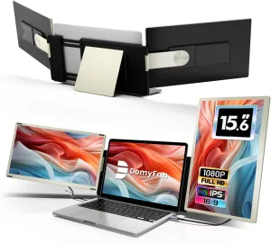 15.6" Laptop Screen Extender, 120% sRGB FHD 1080P IPS Triple Portable Laptop Monitor Extender with Type-C USB HDMI Plug-Play for Mac, Windows, Chrome, Android, Fits All Laptops