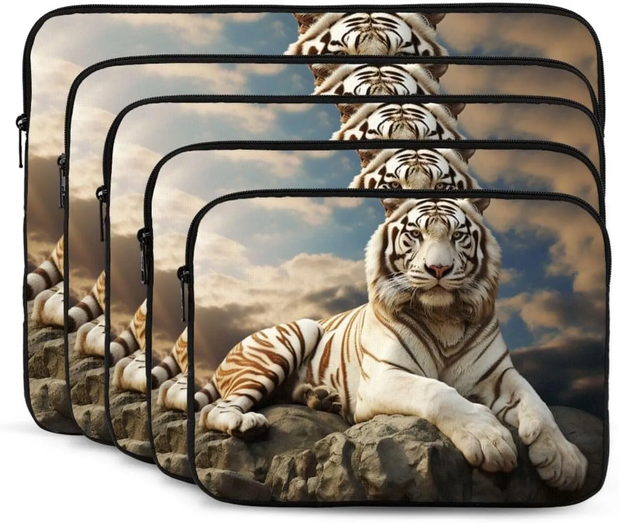 17 Inch Laptop Sleeve Bag Waterproof Shockproof Laptop Case Bag Majestic Tiger Resting On A Rock with Cloudy Sky Computer Skin Bags Lightweight Tablet Carrying Case