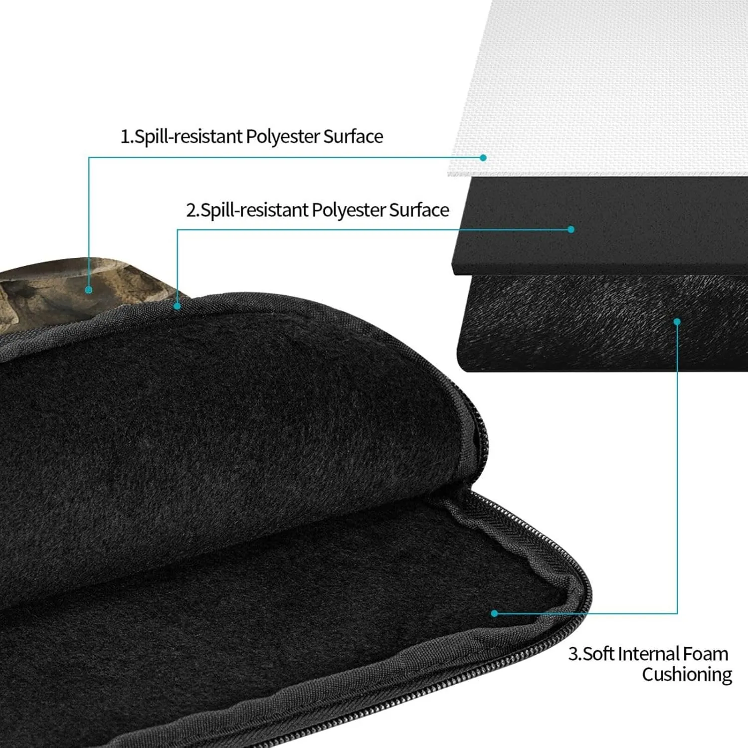 17 Inch Laptop Sleeve Bag Waterproof Shockproof Laptop Case Bag Majestic Tiger Resting On A Rock with Cloudy Sky Computer Skin Bags Lightweight Tablet Carrying Case