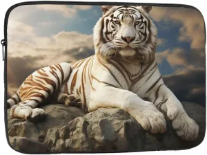 17 Inch Laptop Sleeve Bag Waterproof Shockproof Laptop Case Bag Majestic Tiger Resting On A Rock with Cloudy Sky Computer Skin Bags Lightweight Tablet Carrying Case