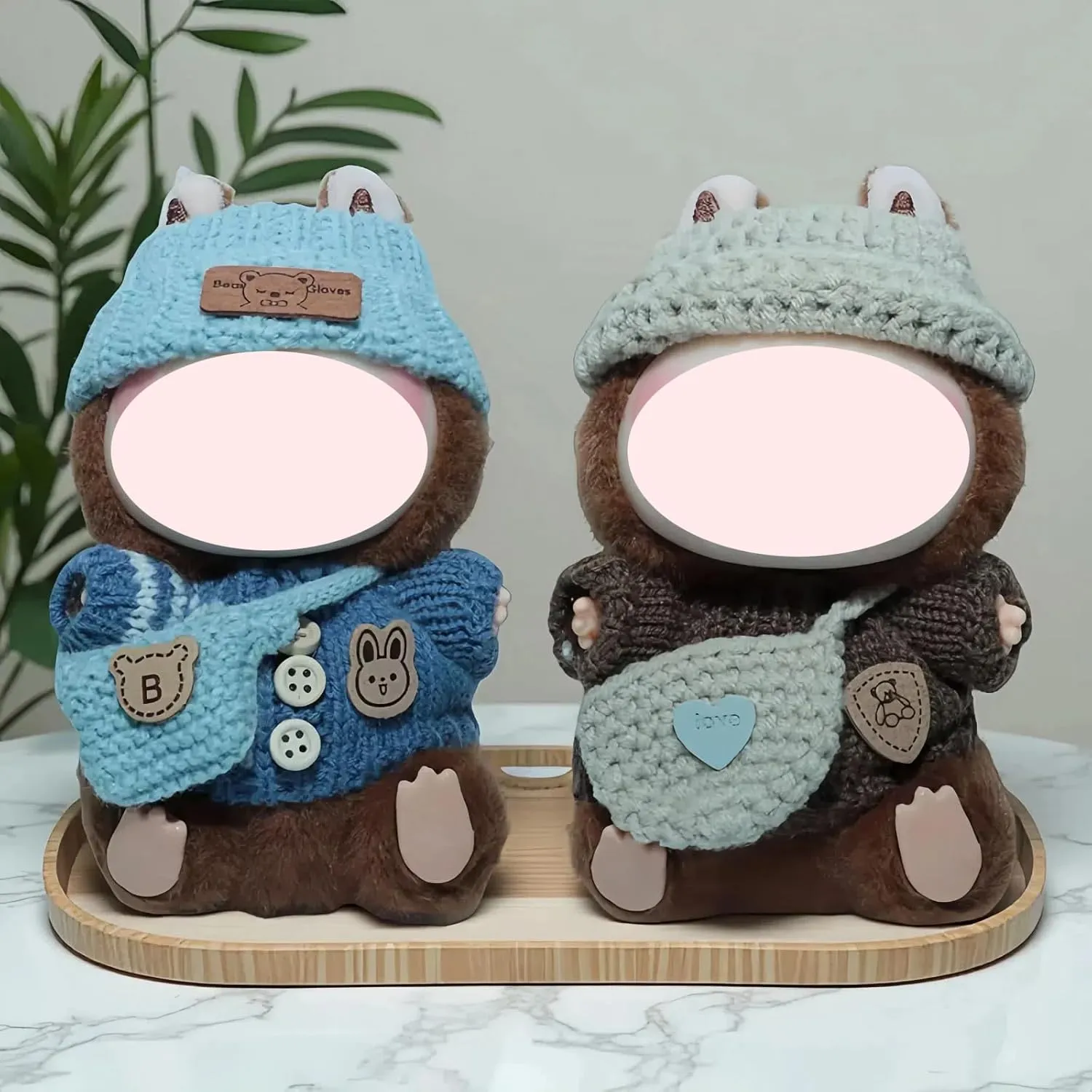 17cm Doll Clothes Set (Doll Not Included) - 6-Piece Handmade Crochet Outfit, Chic Fashion with Stylish Accessories for Mini Dolls Refills [Blue Brown]