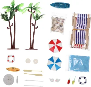 18pcs Beach Miniature Ornament Set Colorful Decorations for Mini House Scenes Aesthetic Home Decor for Festivals and Photo Props