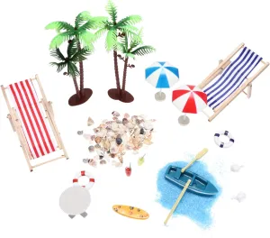 18pcs Miniature Beach Shells and Umbrellas Set Colorful Decor for Dollhouses Potted Plants and Mini Landscapes for Home and Garden Aesthetics