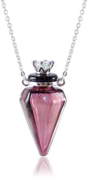 1PC Colorful Cone Bottle Aroma Essential Oil Diffuser Pendant Necklace for Womens Perfume Vial Pendant Necklace Jewelry Unique Gift(Purple CONE)