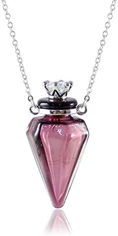 1PC Colorful Cone Bottle Aroma Essential Oil Diffuser Pendant Necklace for Womens Perfume Vial Pendant Necklace Jewelry Unique Gift(Purple CONE)