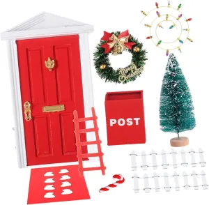 1set Miniature Dollhouse Furniture Christmas Fairy Door Decor for Boys and Girls Home Decoration Prop Charming Miniature Accessories for Creative Play and Festive Atmosphere