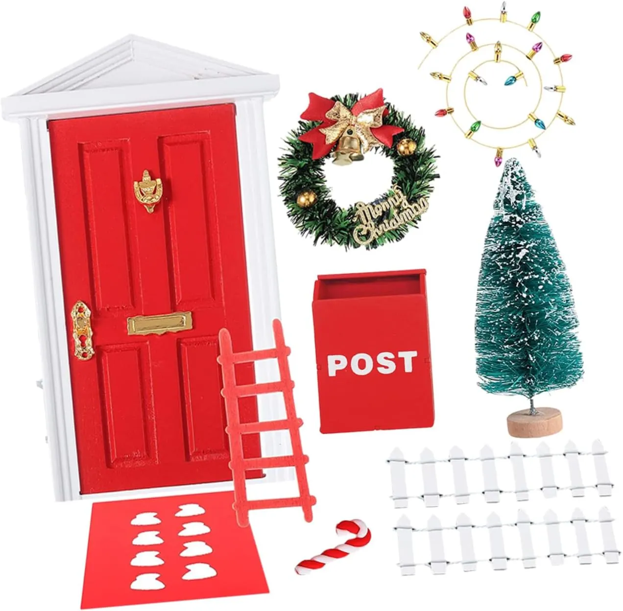 1set Miniature Dollhouse Furniture Christmas Fairy Door Decor for Boys and Girls Home Decoration Prop Charming Miniature Accessories for Creative Play and Festive Atmosphere