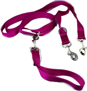 2 Hounds Freedom Multipurpose 1 Inch Euro Pet Leash 4 to 8 Foot or Double Dogs with Detachable Handle Raspberry