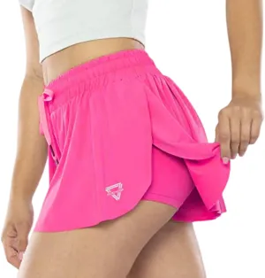 2-in-1 Flowy Fitness Shorts - Quick Dry Comfortable Workout Shorts with Drawstring