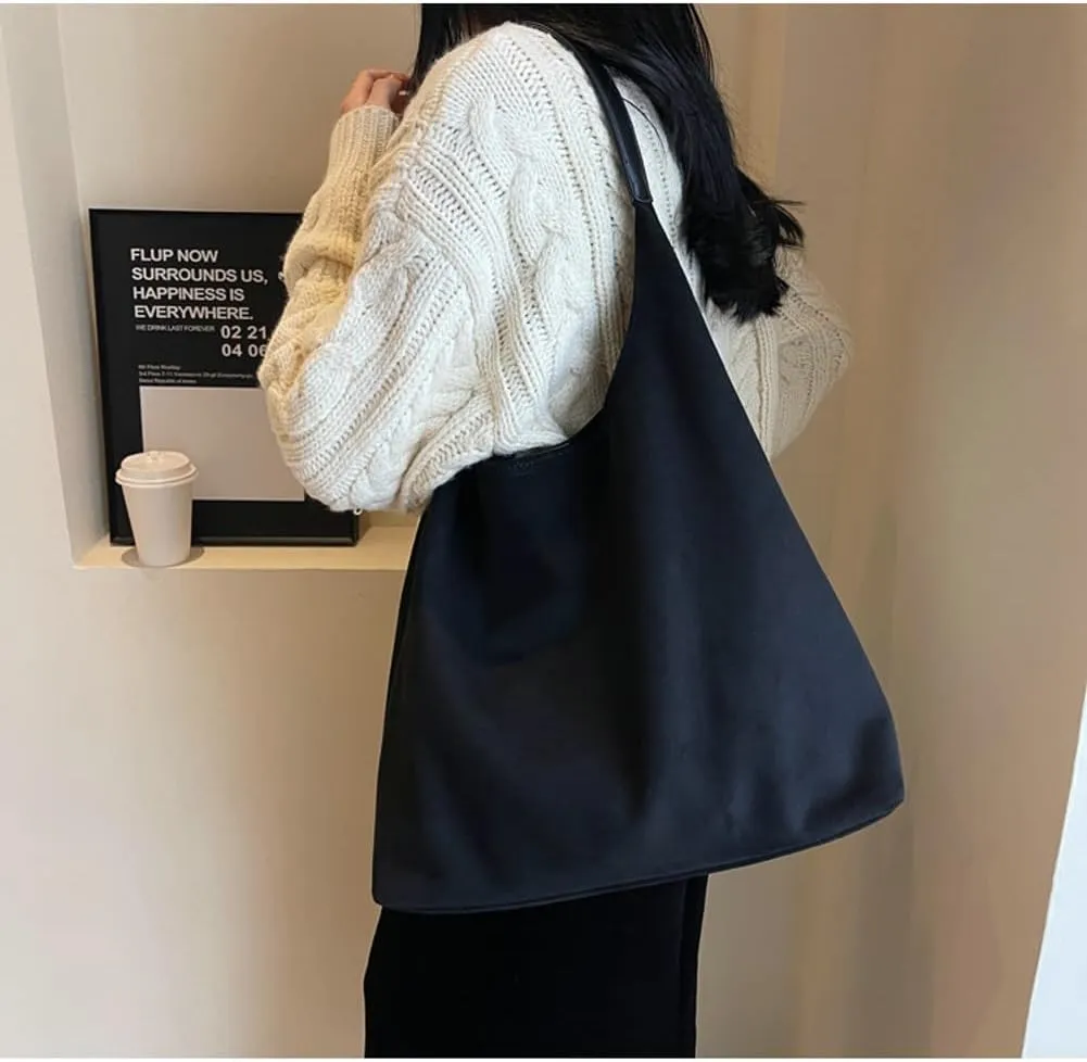 2 Pcs Slouchy Hobo Bags Women Suede Crescent Satchels Shoulder Bag Crossbody Purse Top-handle College Tote Handbag 2024