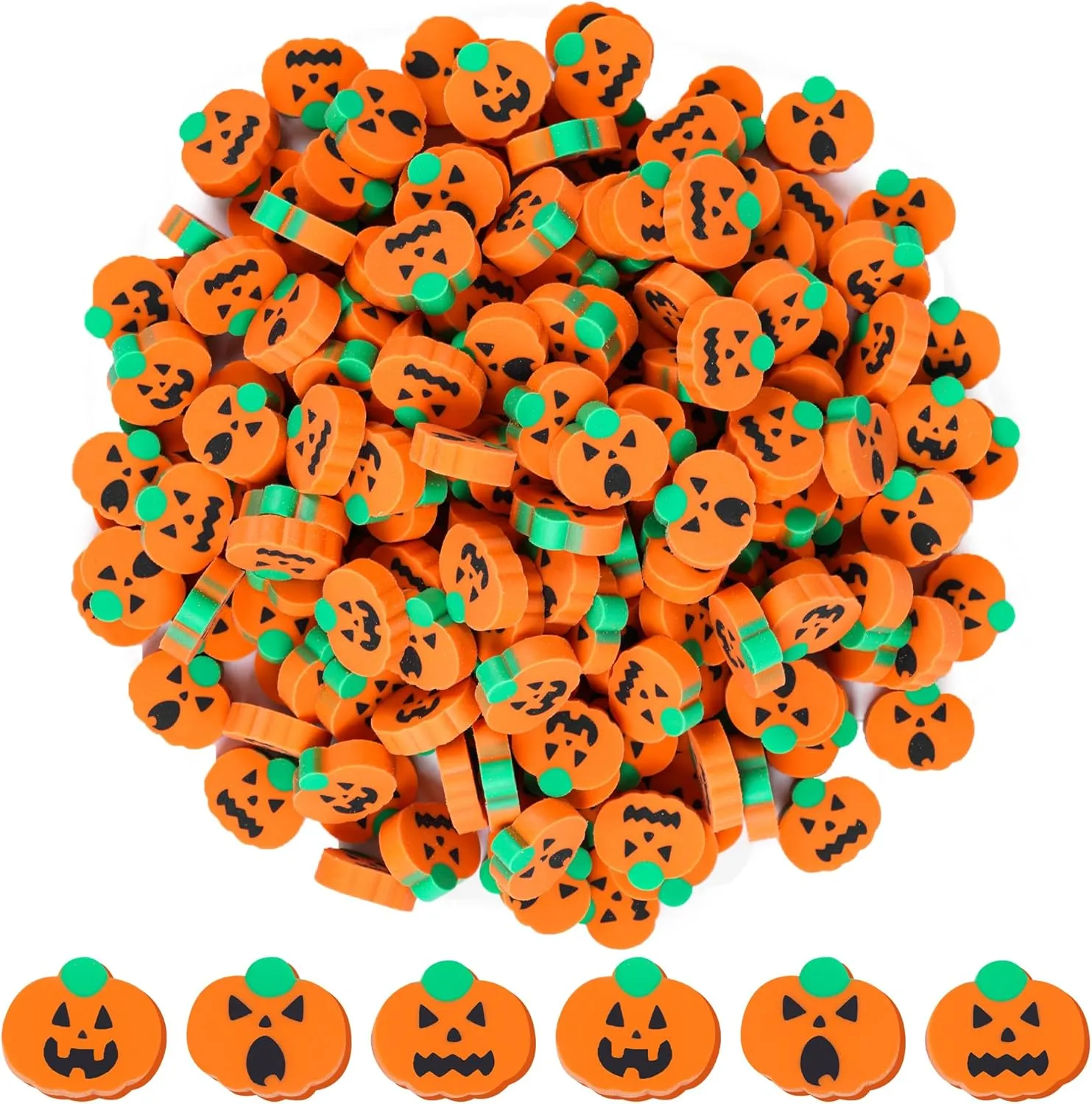200 Pieces Halloween Mini Pumpkin Small Soft Latex Free Pencil Erasers for Classroom Rewards, Halloween Party Favors, Holiday Goody Bag Fillers