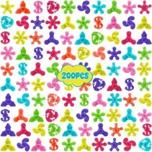 200pcs Bulk-Mini Finger Fidget Spinner Toys, Stress Relief Sensory Toys for Kids Teens Adults, Birthday Party Favors Gifts Christmas Stocking Classroom Prizes Supplies Valentine's Day Gifts
