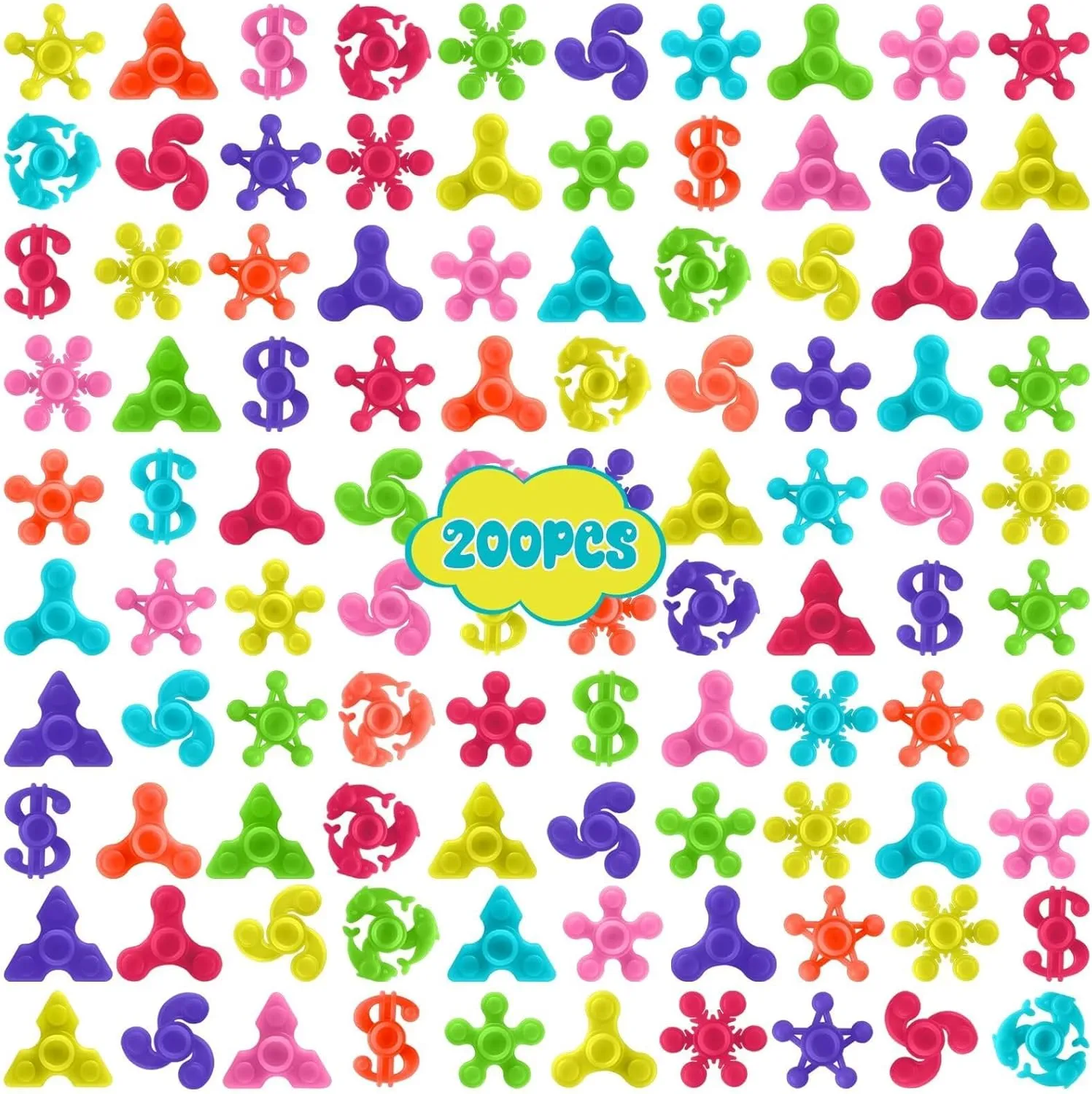 200pcs Bulk-Mini Finger Fidget Spinner Toys, Stress Relief Sensory Toys for Kids Teens Adults, Birthday Party Favors Gifts Christmas Stocking Classroom Prizes Supplies Valentine's Day Gifts