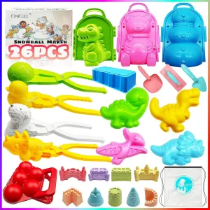 2023 New 26Pcs Snowball Maker Winter Snow Toys Kit with Handle for Snow Ball Shapes Maker Fights Duck for Kids Toddlers Adults Outdoor Snow Molds Party Favors for Kids