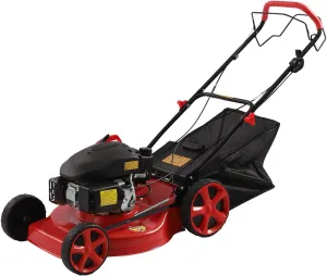 20In Gas Power Lawn Mower, 4 Stroke 6HP Walk-Behind Lawn Mower w/Grass Collecting Bag, 173CC 4000W Lawnmower (Machine), 8 Adjustable Heights Lawn Mower Equipment/Tools for Almost All Lawn Weeding