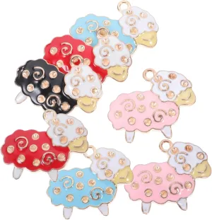 20Pcs Cute Animal Enamel Charms Sheep Goat Alpaca Pendants for DIY Jewelry Making Handbag Charms Crafting Accessories