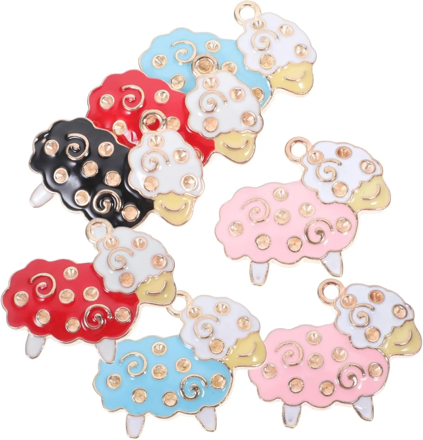 20Pcs Cute Animal Enamel Charms Sheep Goat Alpaca Pendants for DIY Jewelry Making Handbag Charms Crafting Accessories