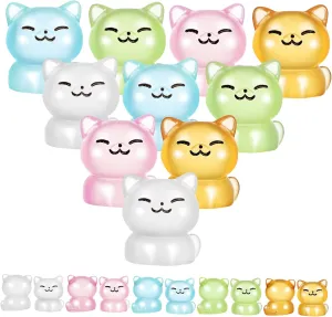 20pcs Glow Dark Mini Resin Cat Figurines Tiny Cat Decor for Dollhouses Micro Landscapes Delicate Detailing Sturdy Resin Material Cute Night Light Accents