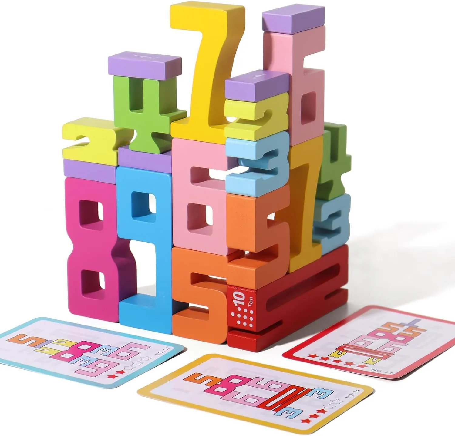 20PCS Wooden Number Building Blocks, Montessori Toys Math Learning Toys for Kids Digital Educational Counting Toys Learning Toys for Parent-Kids Interaction Social Skills Creative Games for Ages 3 
