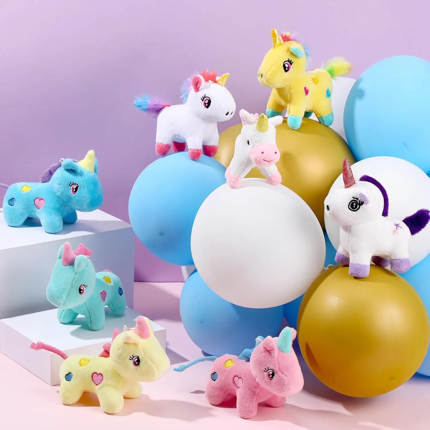 24 Pcs Mini Plush Unicorn Stuffed Animals Unicorn Party Favors Bulk Toys DIY Plush Keychain Small Stuffed Animal for Classroom Birthday Baby Shower Party Gift