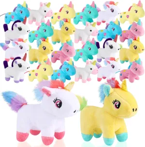 24 Pcs Mini Plush Unicorn Stuffed Animals Unicorn Party Favors Bulk Toys DIY Plush Keychain Small Stuffed Animal for Classroom Birthday Baby Shower Party Gift