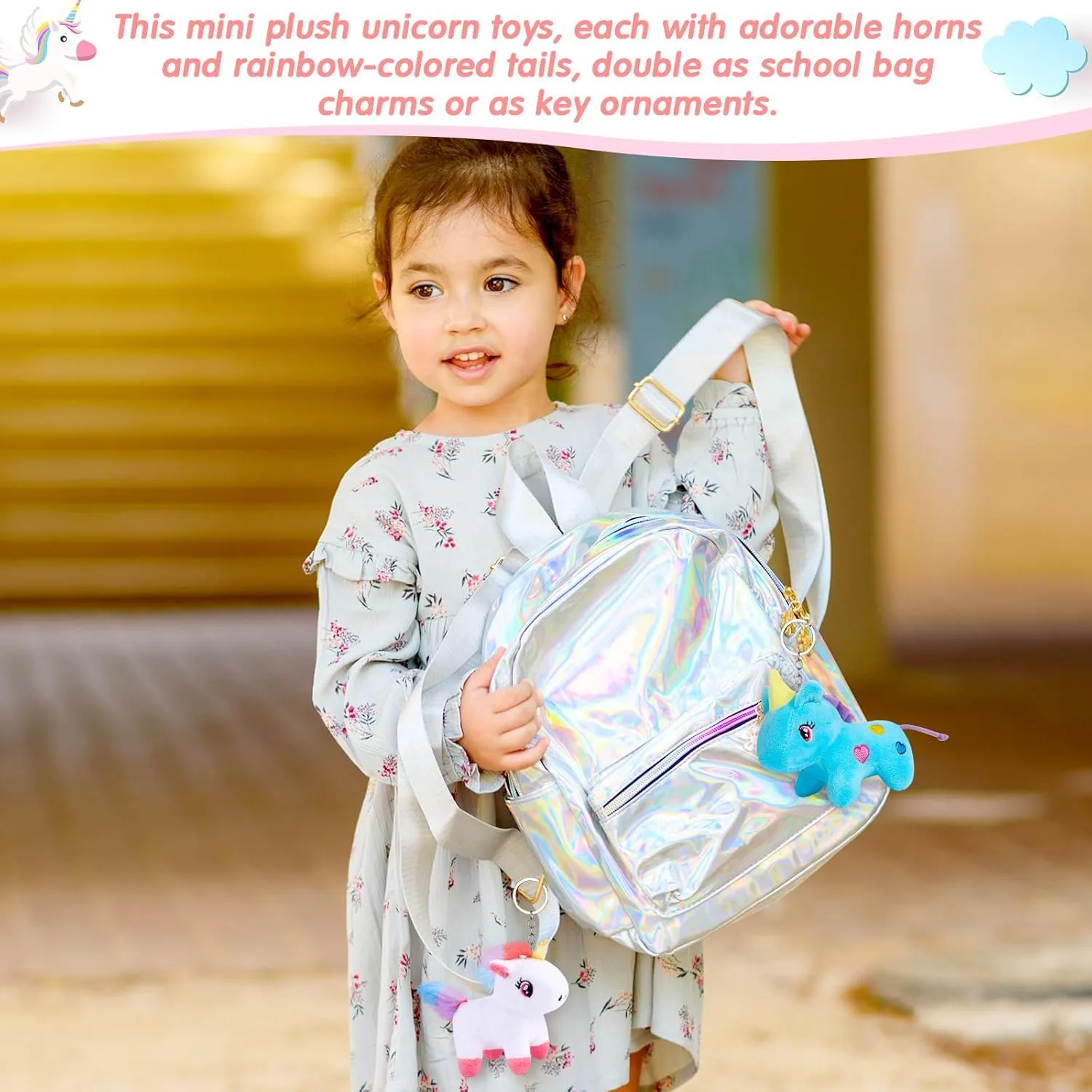 24 Pcs Mini Plush Unicorn Stuffed Animals Unicorn Party Favors Bulk Toys DIY Plush Keychain Small Stuffed Animal for Classroom Birthday Baby Shower Party Gift