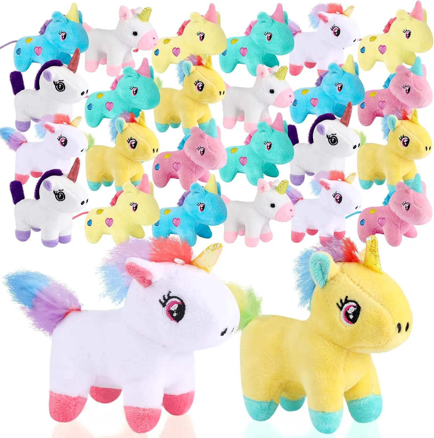 24 Pcs Mini Plush Unicorn Stuffed Animals Unicorn Party Favors Bulk Toys DIY Plush Keychain Small Stuffed Animal for Classroom Birthday Baby Shower Party Gift