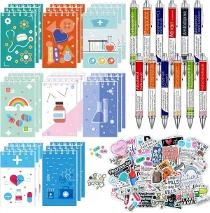 24 Sets Pharmacist Gift Set Includes 24 Pcs Pharmacy Pens 24 Pcs Pharmacist Journal Notebook 1 Bag Cute Stickers for Nursing Week Pharmacy Technician School Student
