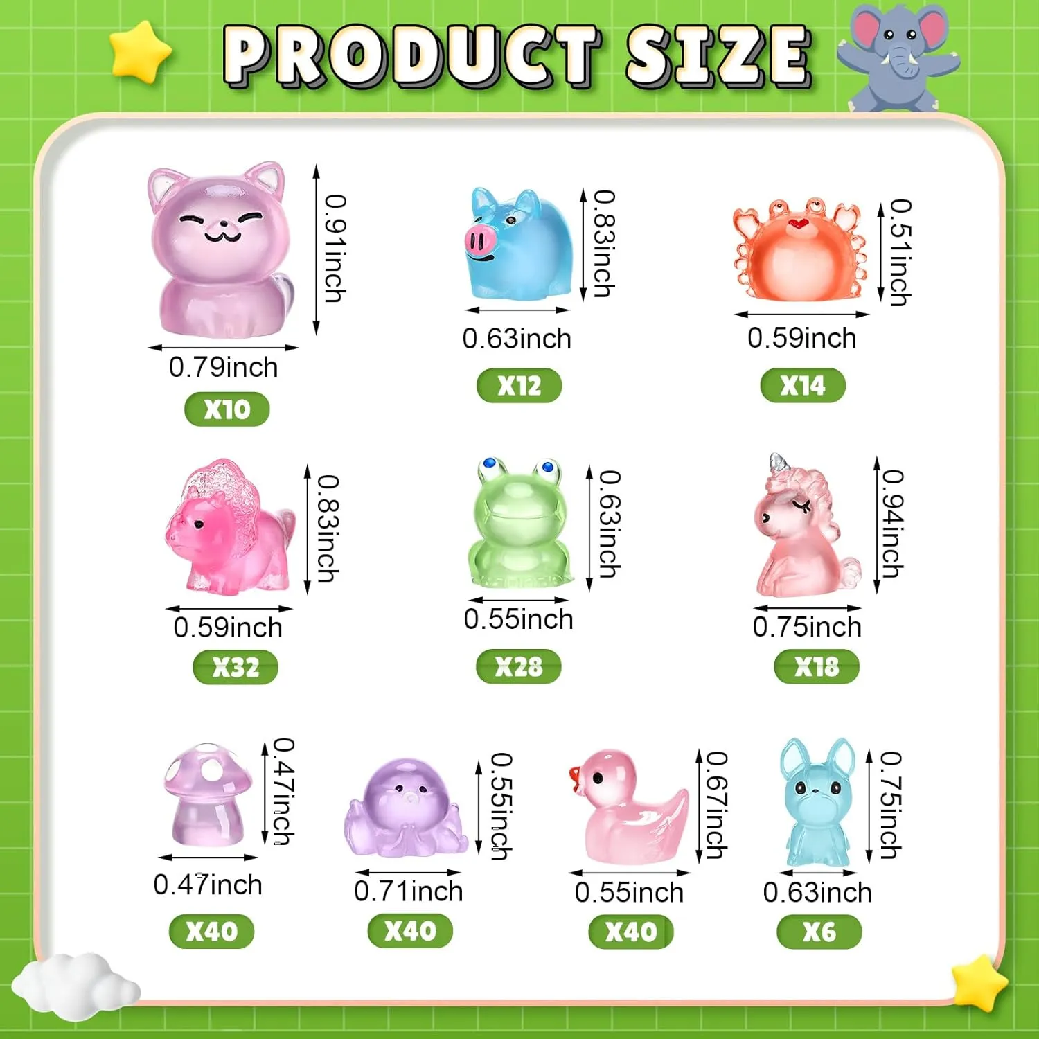 240 Pcs Mini Resin Animals Tiny Resin Animals Bulk Glow in The Dark Miniature Figures for Micro Garden Landscape Ornaments Dollhouse Crafts Accessories(Lively Style)