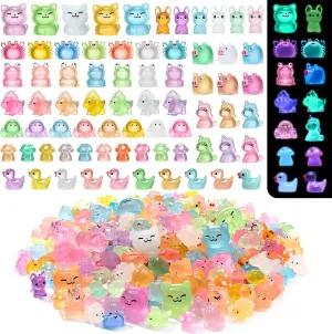 240 Pcs Mini Resin Animals Tiny Resin Animals Bulk Glow in The Dark Miniature Figures for Micro Garden Landscape Ornaments Dollhouse Crafts Accessories(Lively Style)