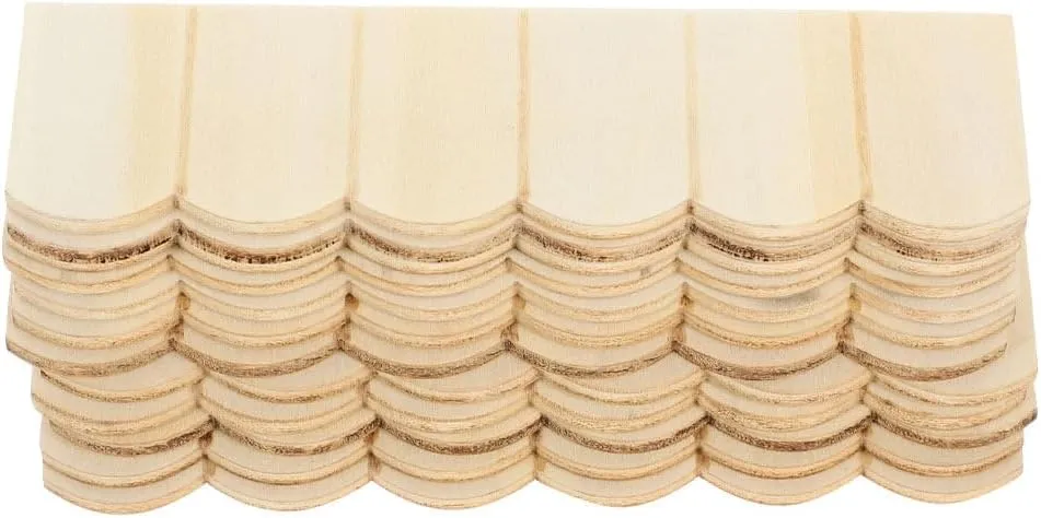 24pcs Dollhouse Tiles Miniature Roofing Tiles Dollhouse Roof Tiles Model Dollhouse Mini Fish Scale Shing-les. Miniature Roof Strips Micro Landscape Accessories Birch Beige