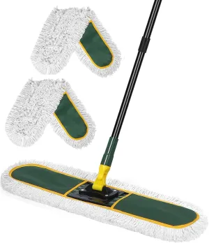 24" Commercial Dust Mop for Floor Cleaning, Heavy Duty Large Mop with Replacement Mops Pads, Industrial Duster Floor Wet Dry Broom for Cleaning Office Garage Hardwood Warehouse Factory Mall
