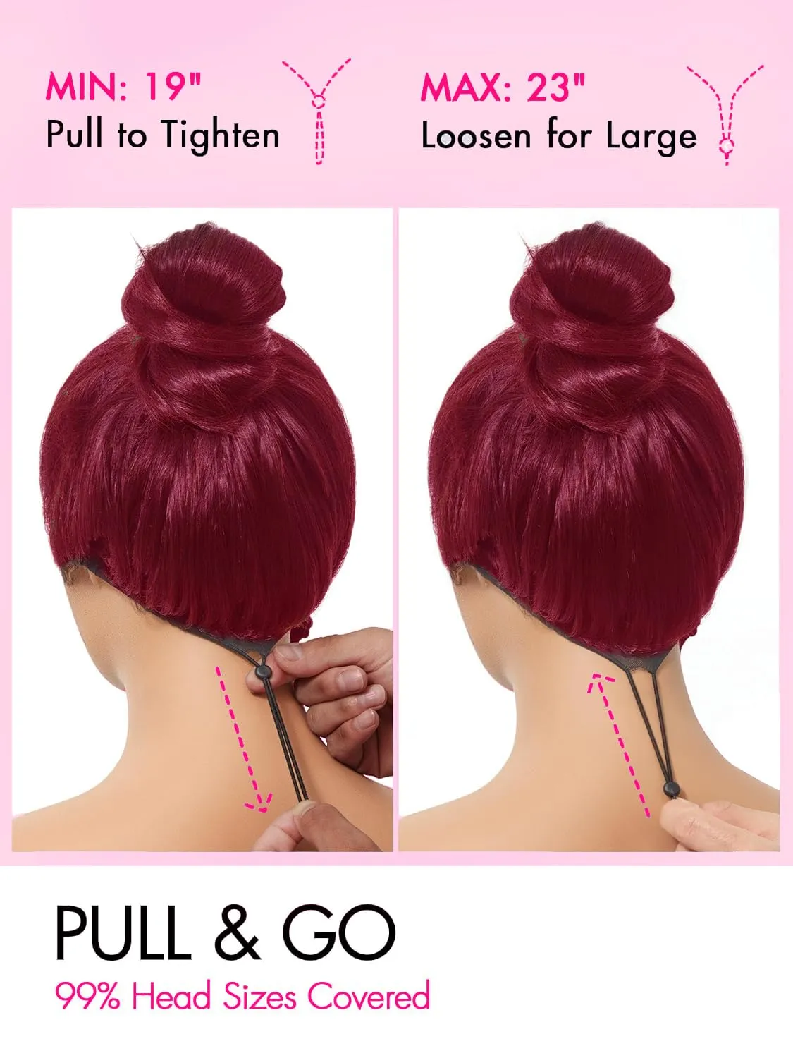 250% Density Flexi-Fit Invisi Drawstring Wig 9x6 Glueless Wigs Human Hair Pre Plucked Pre Cut Straight Hair Wigs 99j Burgundy Lace Front Wigs Human Hair for Women 30 Inch