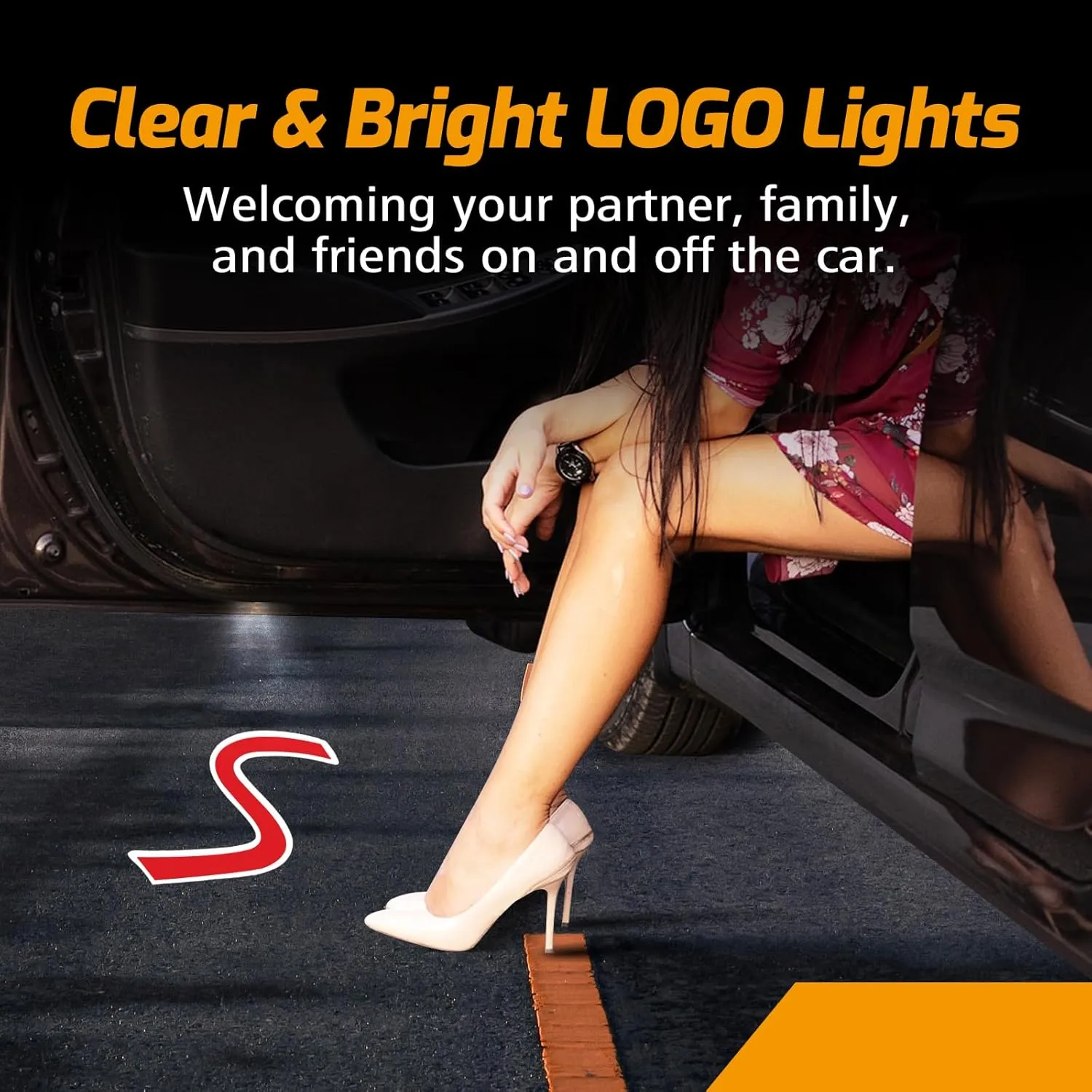 2Pcs Car Door Lights Projector for Mini Clubman/Countryman/Paceman/Sports/Cooper R55 R56 R57 R58 R59 R60 R61 F55 F56 F57 Car Accessories - Ghost Shadow Welcome LED Puddle Lights (Red S)