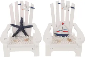 2Pcs Mini Beach Chair Decor Home Decoration Ornaments Beach Theme Decor Fairy Garden Accessories Mini Beach Marine Ornament Beach-Inspired Ornament Furniture Pine Wood Office Props