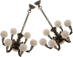 2pcs Miniature Ceiling Lamp Dollhouse Accessory Vintage Style Hanging Light Model for Scale Dollhouse Decoration for Mini Crafts and Scene Enhancement