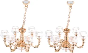 2pcs Miniature Ceiling Lamp Hanging Dollhouse Lights Realistic Scale Decorative Pendant for House Props for Living Room Decor